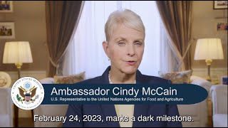 Celebrity Ambassador Cindy McCain Addresses the Anniversary of War on Ukraine and Impacts on Food Security Wealth