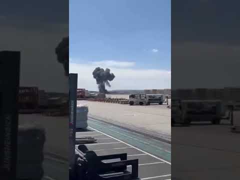 A Spanish Air Force F-18 fighter jet crashes near the Zaragoza Air Base in Spain.