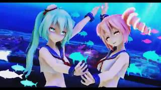 Dive to Blue MMD Sailor Miku and Teto 4K
