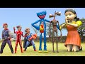 Avengers War : rescue baby Doll escape Huggy Wuggy & Siren Head -  Scary Teacher 3D VS Squid Games