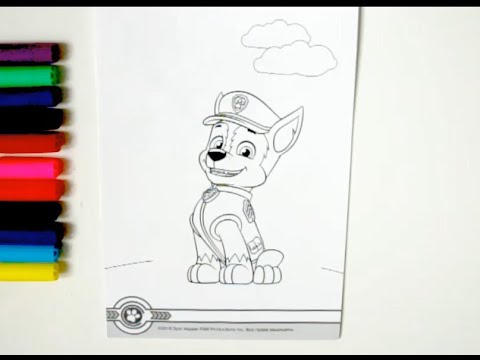 Раскрашиваем Гонщика из Щенячьего патруля. Chase Paw Patrol draw.