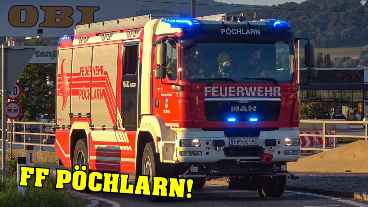 [VERKEHRSUNFALL A1] - Feuerwehr PÖCHLARN | KDO, HLFA 3, WLF-K & RLF-Tunnel auf Einsatzfahrt + RTW
