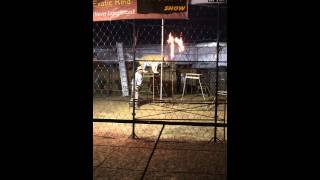 Tiger jumping through fire at the fair