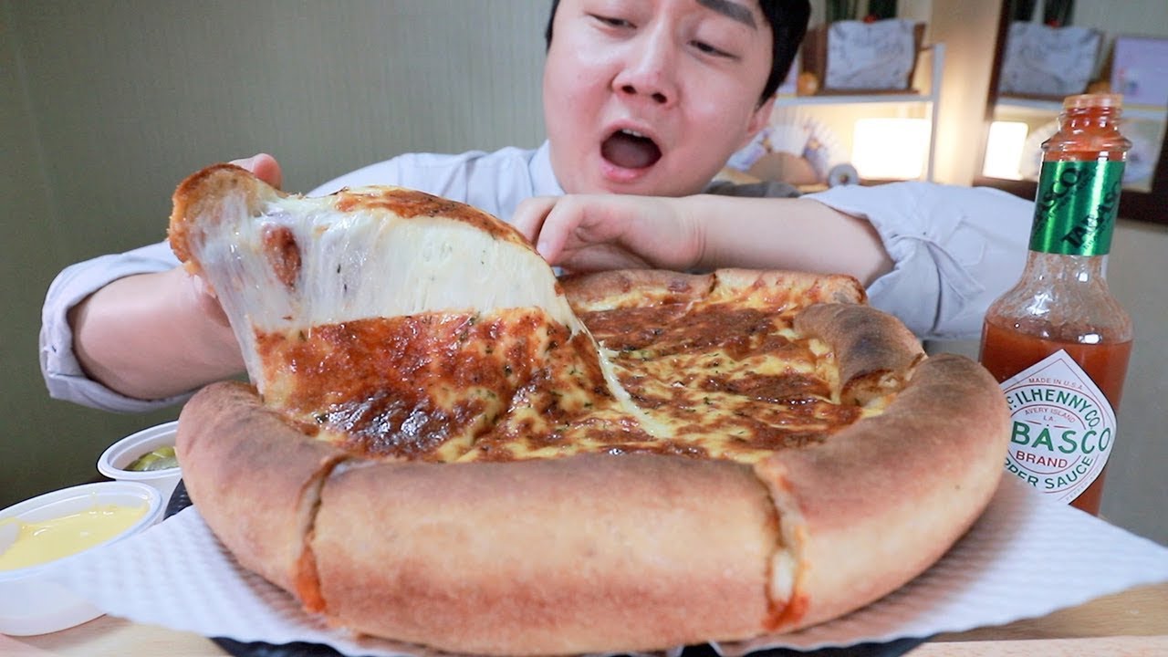 ～MUKBANG～두께가 무려 5cm! 피자메이트 알라딘 불고기 시카고 피자 리얼사운드 먹방~!Aladdin Bulgogi Chicago Pizza Eating プルコギピザ ASMR