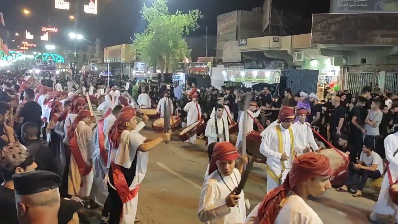 مواكب اهالي الديوانية تطبير شارع المواكب الديوانية الان 10محرم 1444هجريه