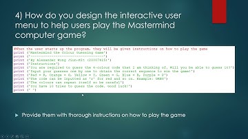 Programming Project: A Mastermind Computer Game by 20007415