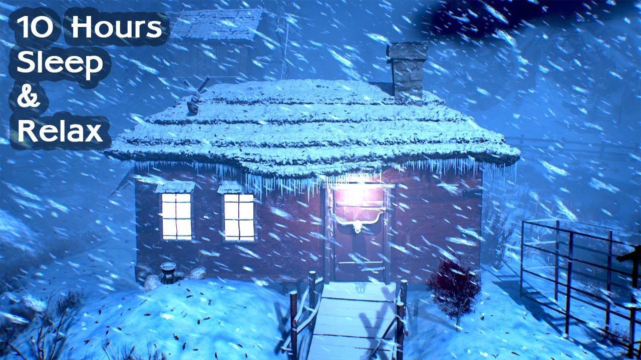 STRONG SNOWSTORM at night & blizzard sound for sleeping 10 hours in ...