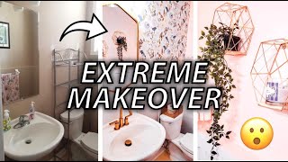 Small Bathroom Makeover using DIY Skills | Floral Wallpaper Idea | Wainscot Panelling