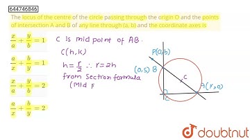 The locus of the centre of the circle passing through the originO and the points of intersection...