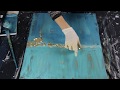 Abstraktes Acrylbild/ Blue Ocean/Gold Leaf / Acrylics /Demonstration