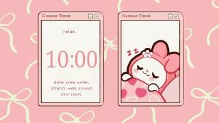 My Melody Pomodoro Timer 5x60 ADHD Focus Session Study with Me 📚🎀 Cozy Music, Soft Brown Noise screenshot 4