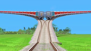 TRAIN CROSSING over BUMPY FORKED RAILROAD CROSSING || Train Simulator 2022
