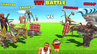 TNT BATTLE and Many WEAPONS between SHINCHAN vs PINCHAN vs CHOP vs AMAAN-T in Animal Revolt Battle