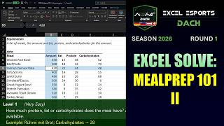 Excel Solve: Mealprep 101 II (Excel Esports DACH 2026, Round 1)