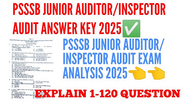 Psssb junior auditor/inspector audit exam analysis 2025 | psssb junior auditor/inspector audit 2025
