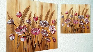 Blumen Rot Braun Malen Acryl Echtzeit Anfänger -Flowers Red Brown Acrylic Painting RealTime Beginner