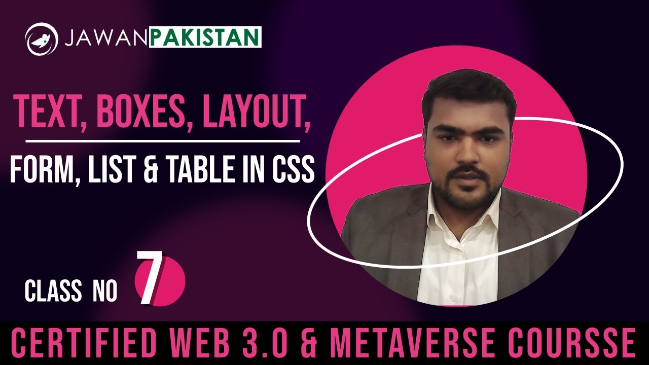 Text, Boxes, Layout, Form, Table & List in CSS3 Class 7 in Urdu