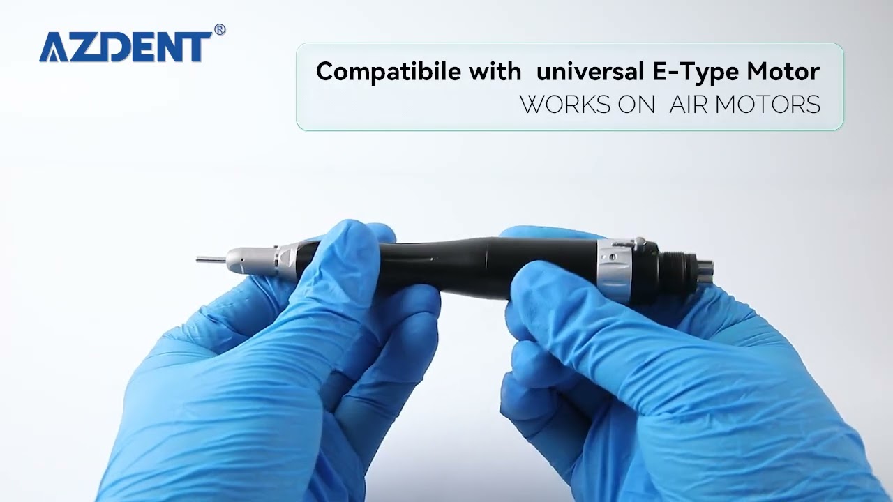 Azdent Black 2/4 Holes Dental External Spray Low Speed Contra Angle&Motor Handpiece Kit