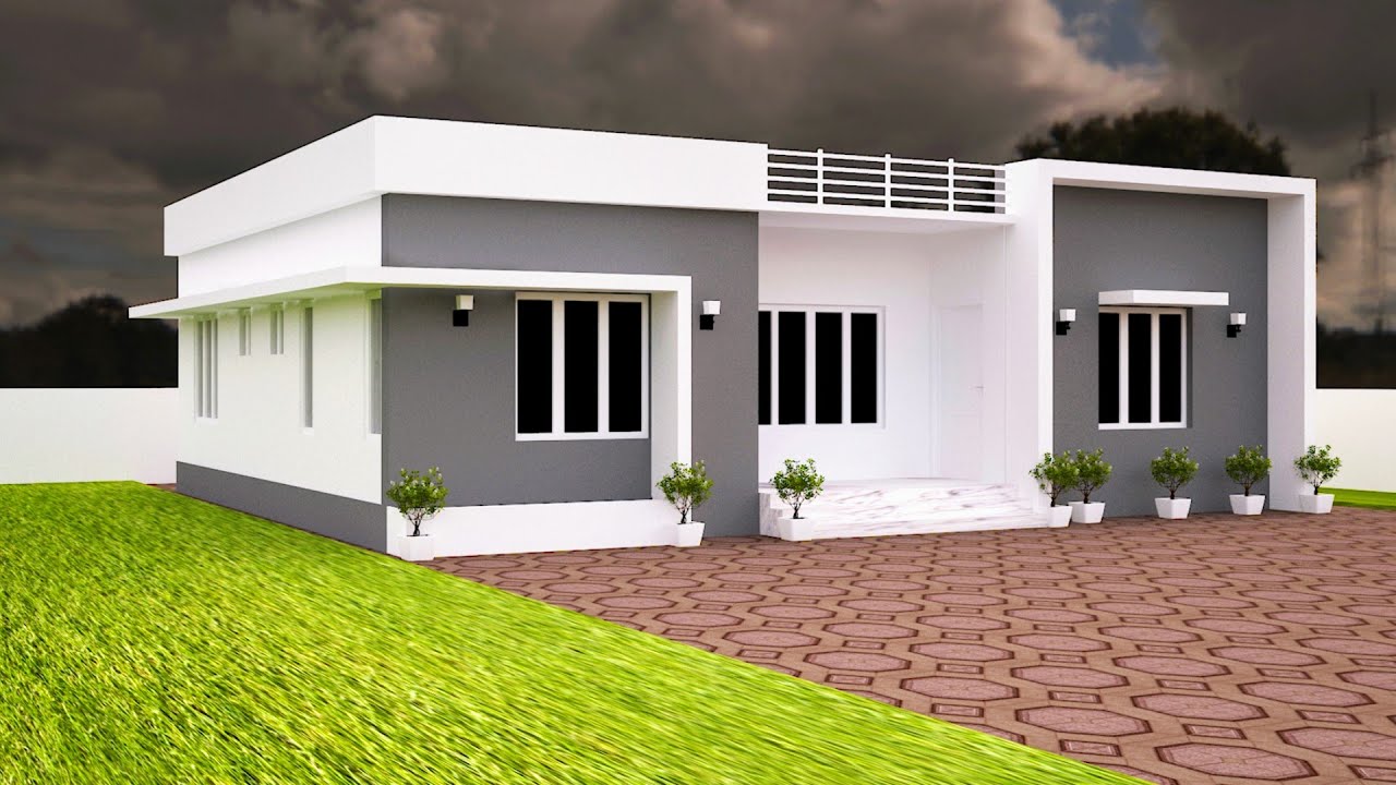 3bhk, 1208 sqft single floor house plan and elevation