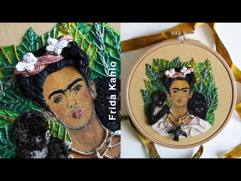 SUB] 자수로 재해석한 프리다 칼로의 자화상 Reinterpreting Frida Kahlo&amp;#39;s self-portrait