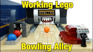 Working Lego Bowling Alley  with Functional Pinsetter & Ball Return!