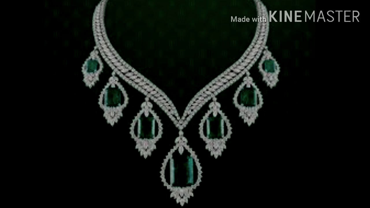 Tanishq Emerald necklace, Emerald with diamond necklace by Tanishq