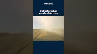 Distracted driver collides with parked truck on highway
Distracted driver collides with parked truck on highway Distracted driver collides with parked truck on highway