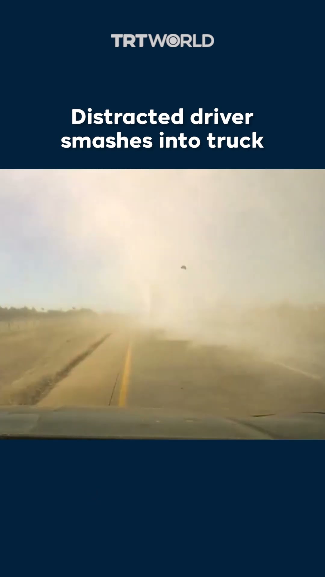 Distracted driver collides with parked truck on highway