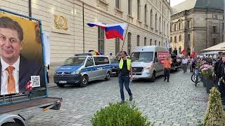 strange protest in Dresden -- anti-vaxx, anti-WHO...and pro-Russia