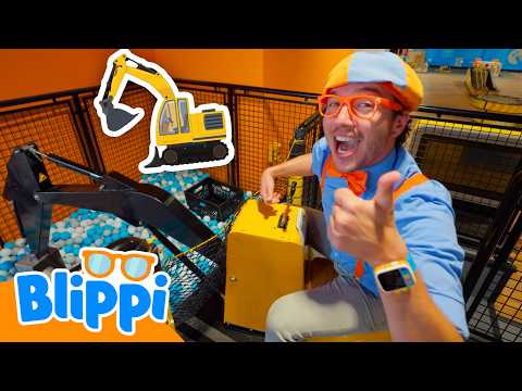 Blippi's Explores Construction Vehicles at the Indoor Playground! | Blippi Educational Videos