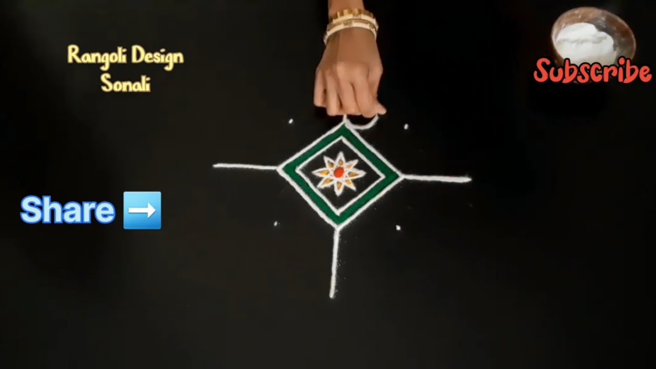 Easy Simple Rangoli Kolam 3×3 dots 🌞Latest Daily Muggulu by Rangoli Design Sonali