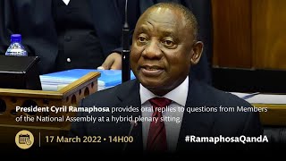 President Cyril Ramaphosa answers questions in the National Assembly
