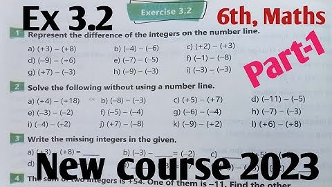 Exercise 3.2 Class 6th Maths kpk 2022| New course 2023 kpkbb  and ptb Math 6 Integers SNC part-1