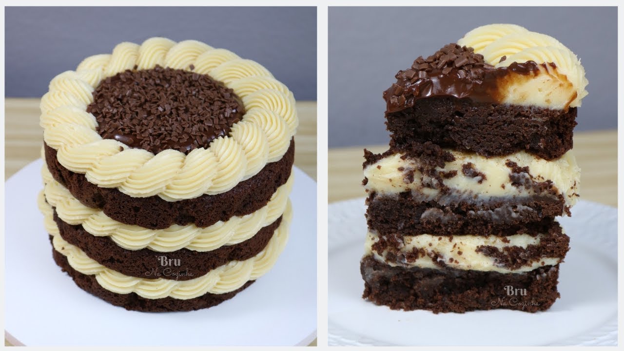 NAKED CAKE BROWNIE - BOLO BROWNIE - Bru na Cozinha