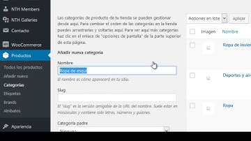 Categorias y subcategorias en woocommerce