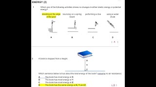 Detailed 2NA Work and Energy Worksheet (Part 4) - Energy (2) Information