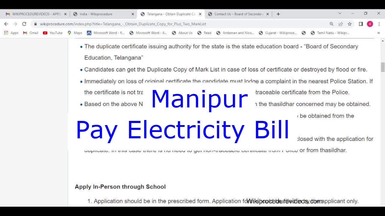 Manipur - How to Pay Electricity Bill