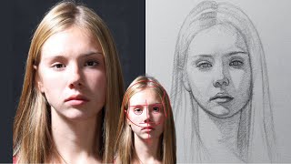 Learn the basics of drawing a portrait of a girl using the Loomis method