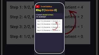 Famous [Blog:21-Interview-JS] Convert number from decimal to binary in JavaScript ?#javascript Wealth