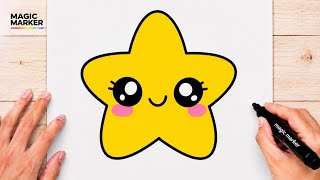 How to Draw a Cute Kawaii Star ⭐✨ | Easy Cute Digital Illustration screenshot 1