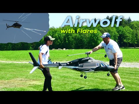 Stunning Airwolf RC Scale Model Flight Demonstration with shooting Flares