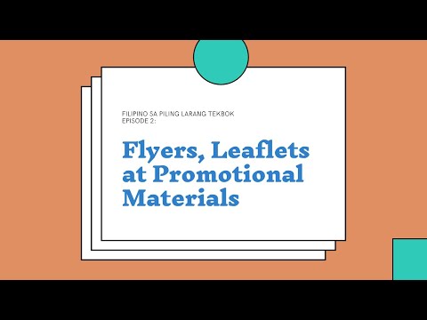 Flyers, Leaflets, at Promotional Materials, Filipino sa Piling Larang TechVoc