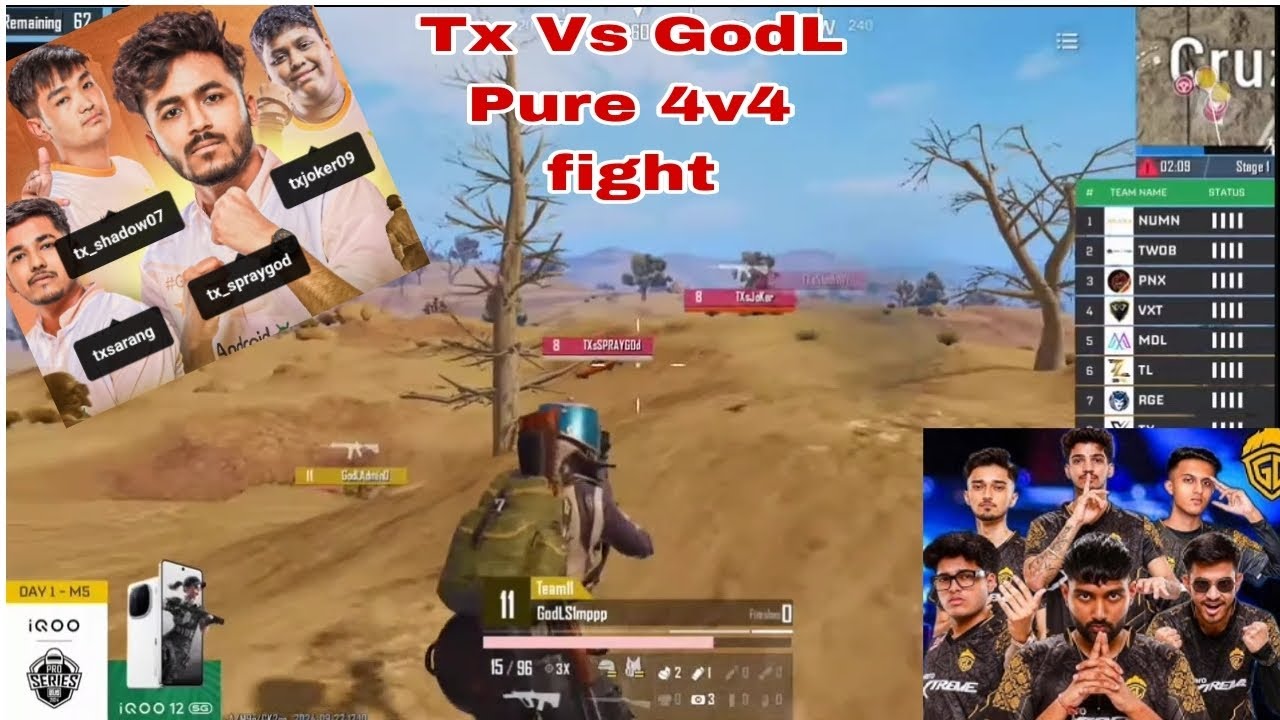💛GodL Vs ⚡Team X-spark pure 4v4 In BMPS Lan | Jonathan 1v2 Team X-spark ...