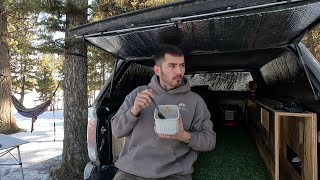 Winter Truck Camping | First Night In New Tacoma Camper Build