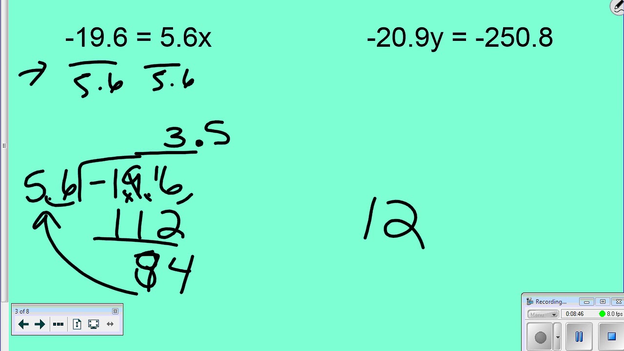 8th Grade: Lesson 8-1 Solving Equations with Rational Coefficients