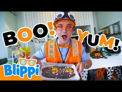 Blippi Makes Spooky Food for Halloween! 🎃🧁 | Yummy Kids Videos | Bake with Blippi!