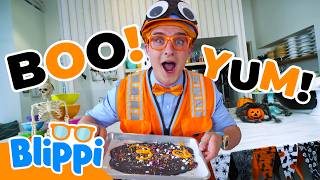 blippi makes spooky food halloween yummy kids videos bake