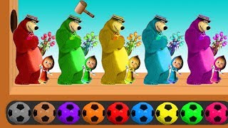 learn colors with masha and the bear soccer balls wooden face hammer xylophone video for kids