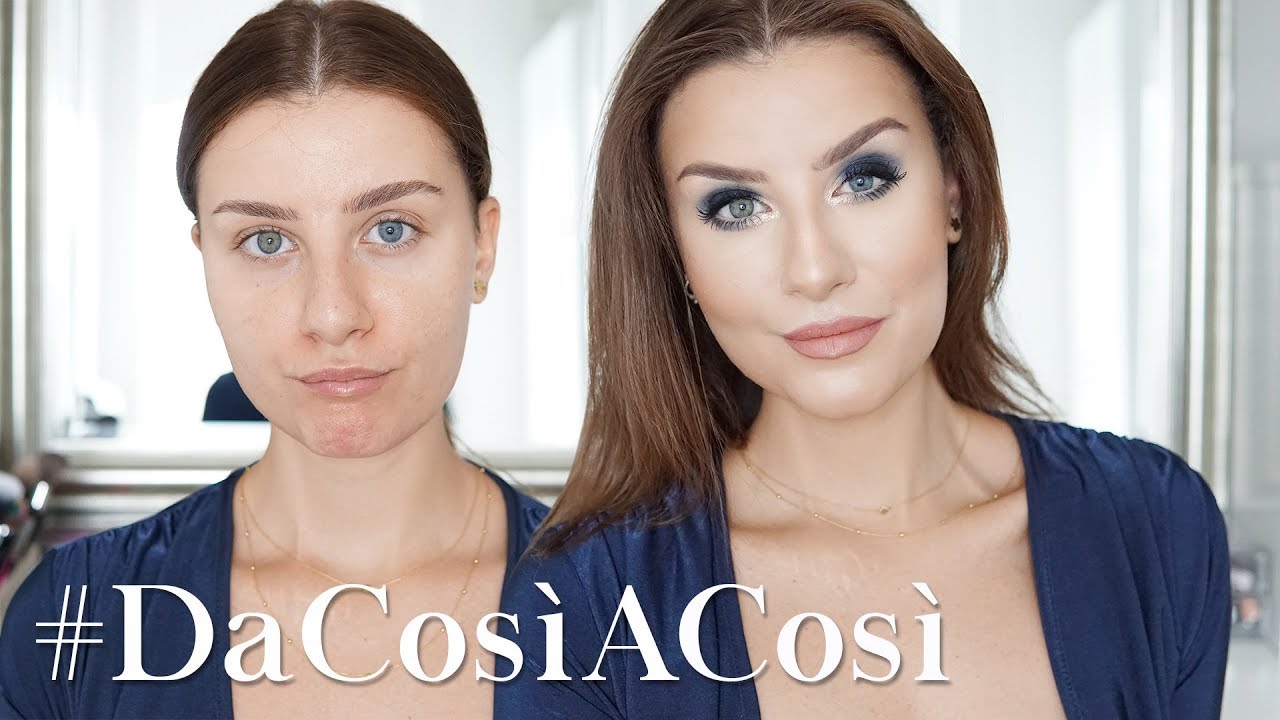 Make up Tutorial Blu Glam Smokey Eyes & Base viso Coprente | #DaCosìACosì