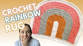 Easy Crochet Rug Tutorial, DIY Colorful Rainbow Bath Rug, Quick Crochet Project with Blanket Yarn